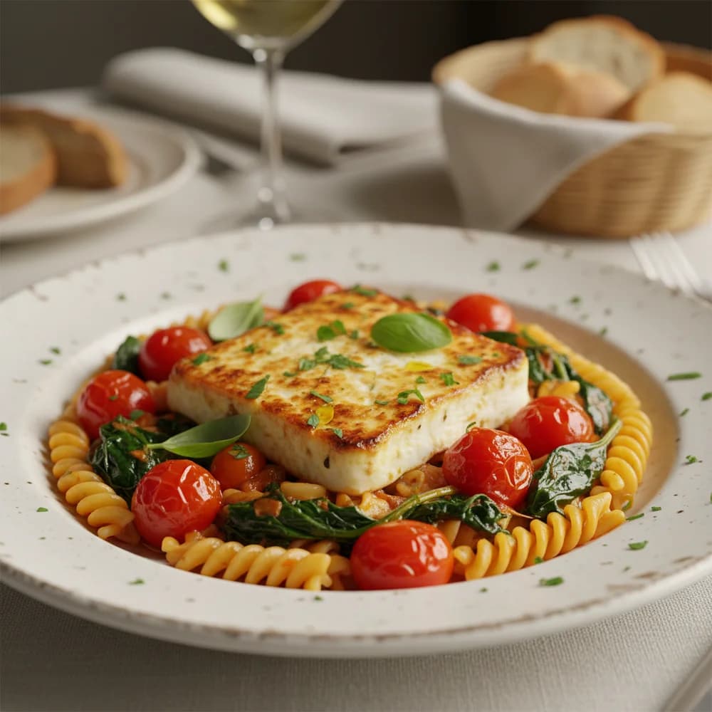Cremige Airfryer Feta Pasta mit sonnenverwöhnten Tomaten