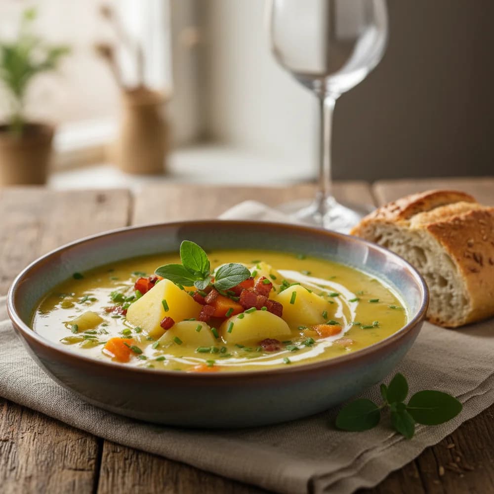 Cremige Kartoffelsuppe mit knusprigem Bacon