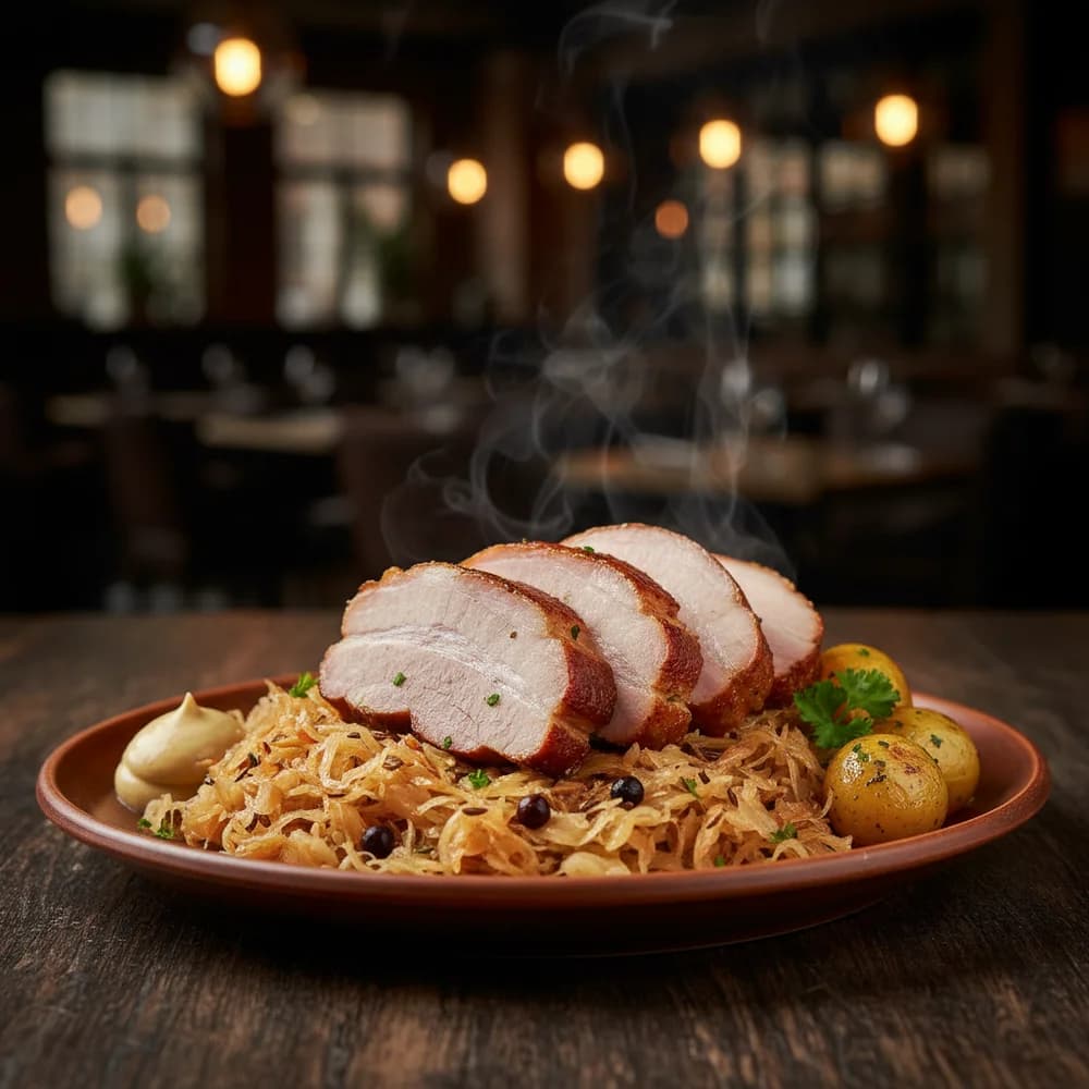 Deftiger Kassler mit würzigem Sauerkraut