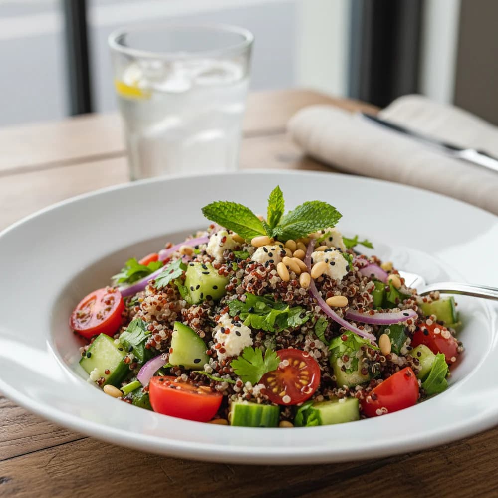 Frischer Quinoa-Salat mit mediterranem Gemüse