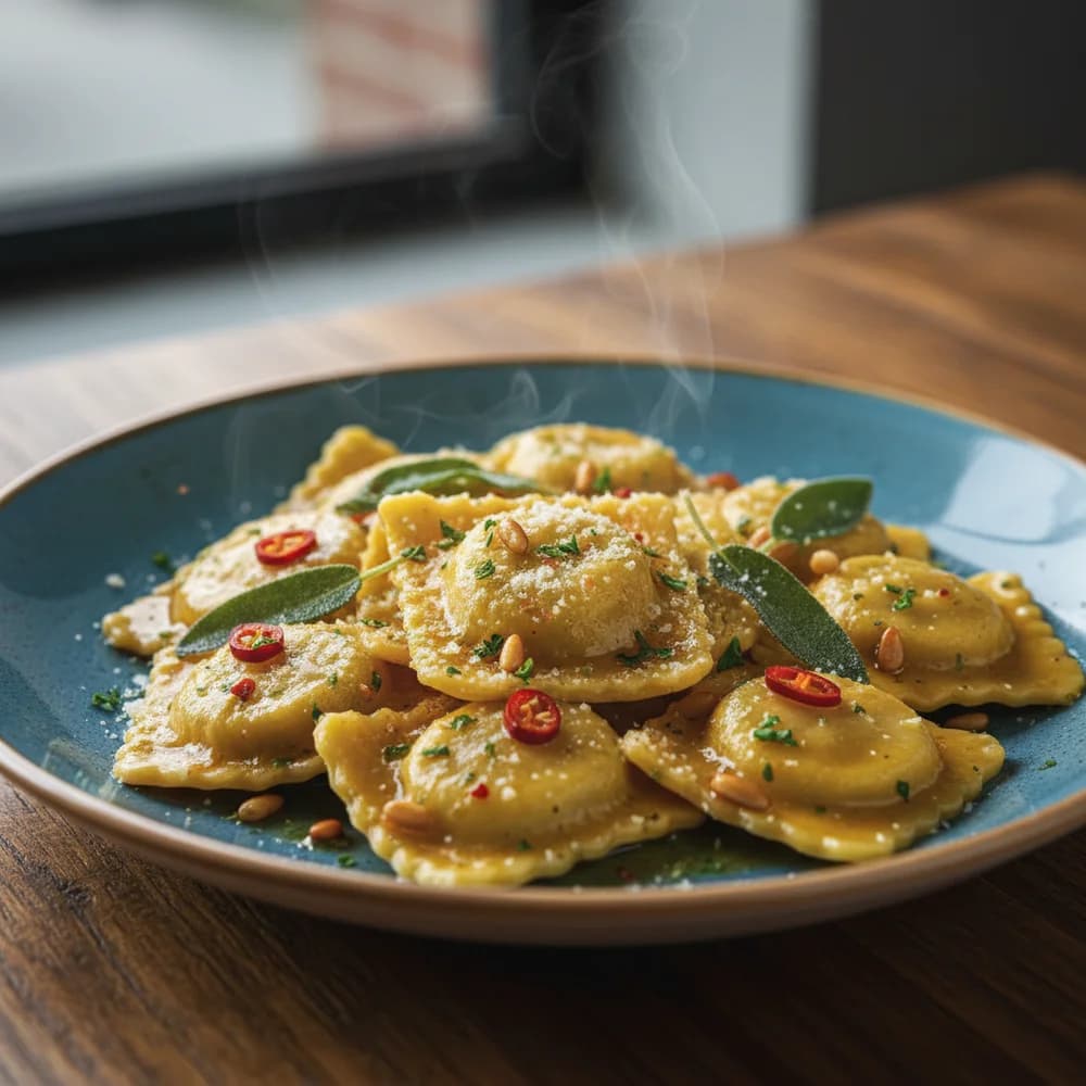 Hausgemachte Ravioli mit cremiger Salbeibutter