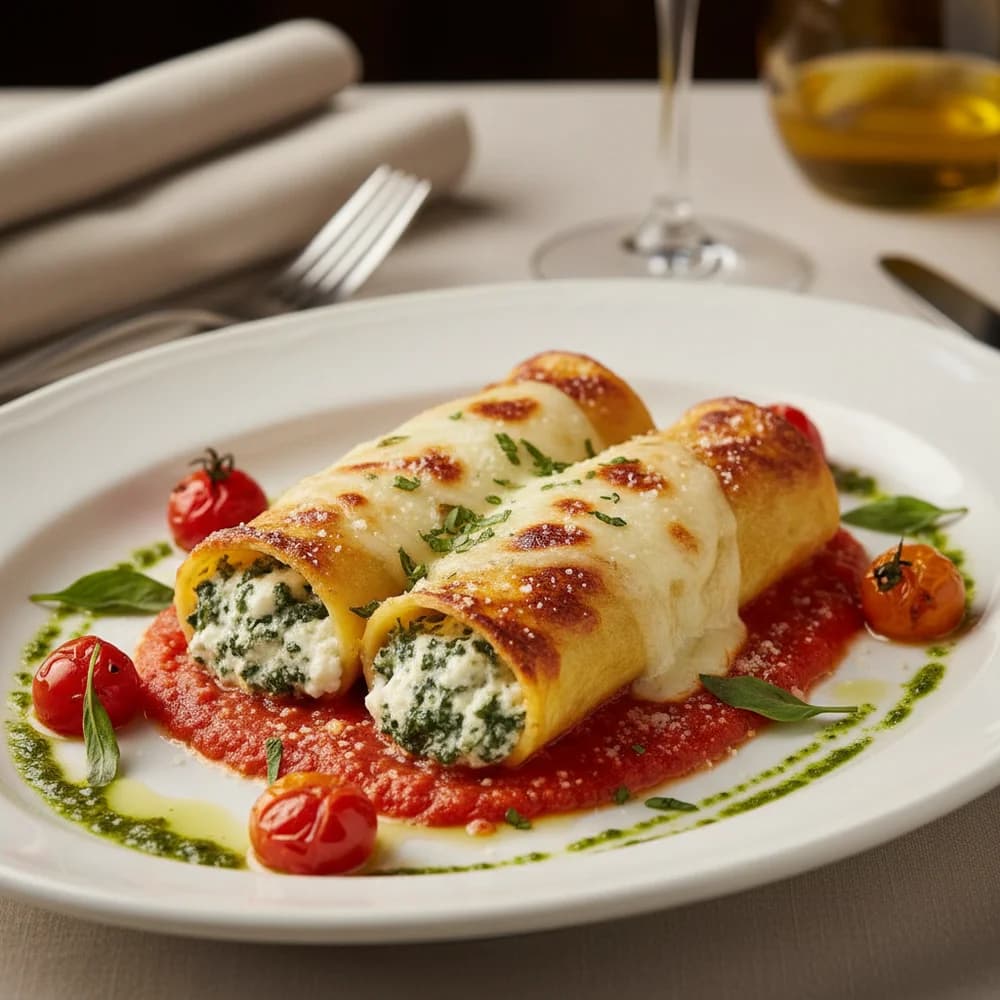 Herzhafte Cannelloni al Forno mit cremiger Ricotta-Spinat-Füllung