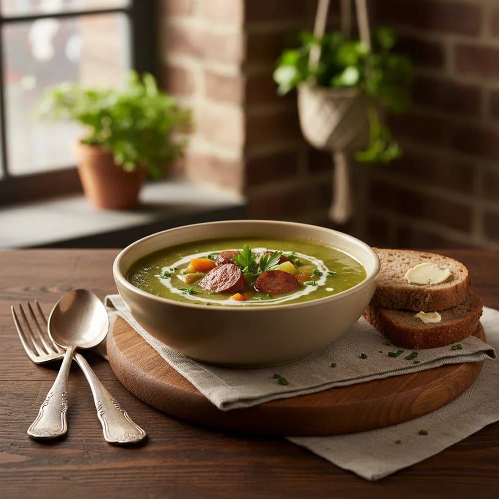 Herzhafte Erbsensuppe mit frischer Minze