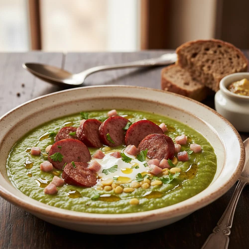 Herzhafte Omas Erbsensuppe mit Kassler