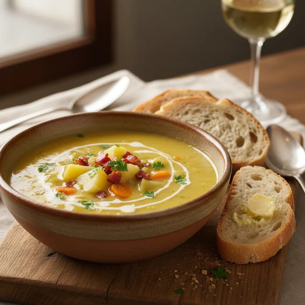 Herzhafte Omas Kartoffelsuppe mit frischem Majoran