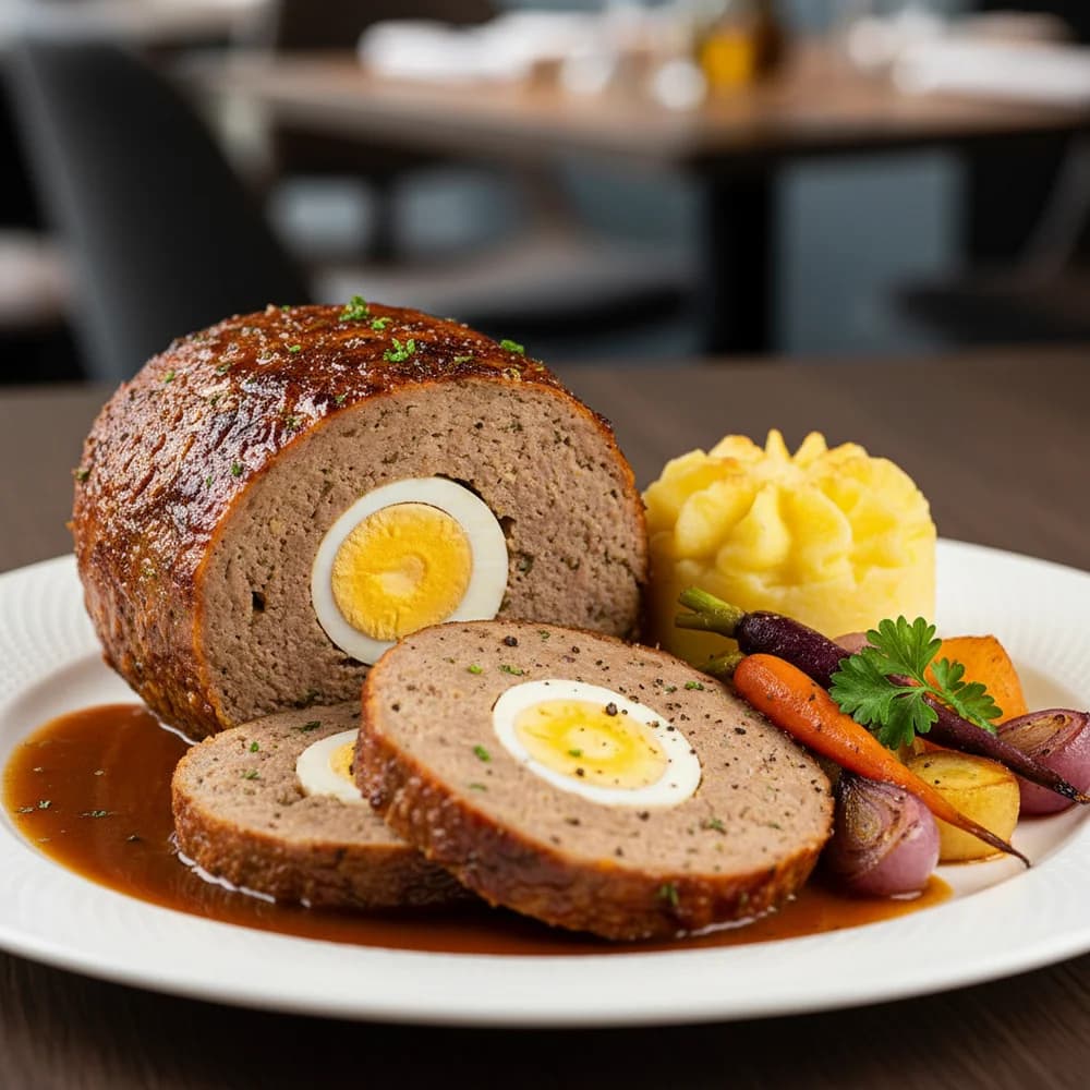 Herzhafter "Falscher Hase" mit feiner Zwiebelsoße