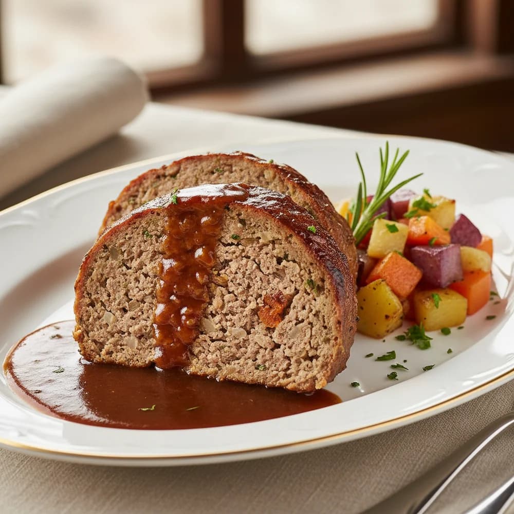 Herzhafter Hackbraten "Omas Art" mit Bratensoße