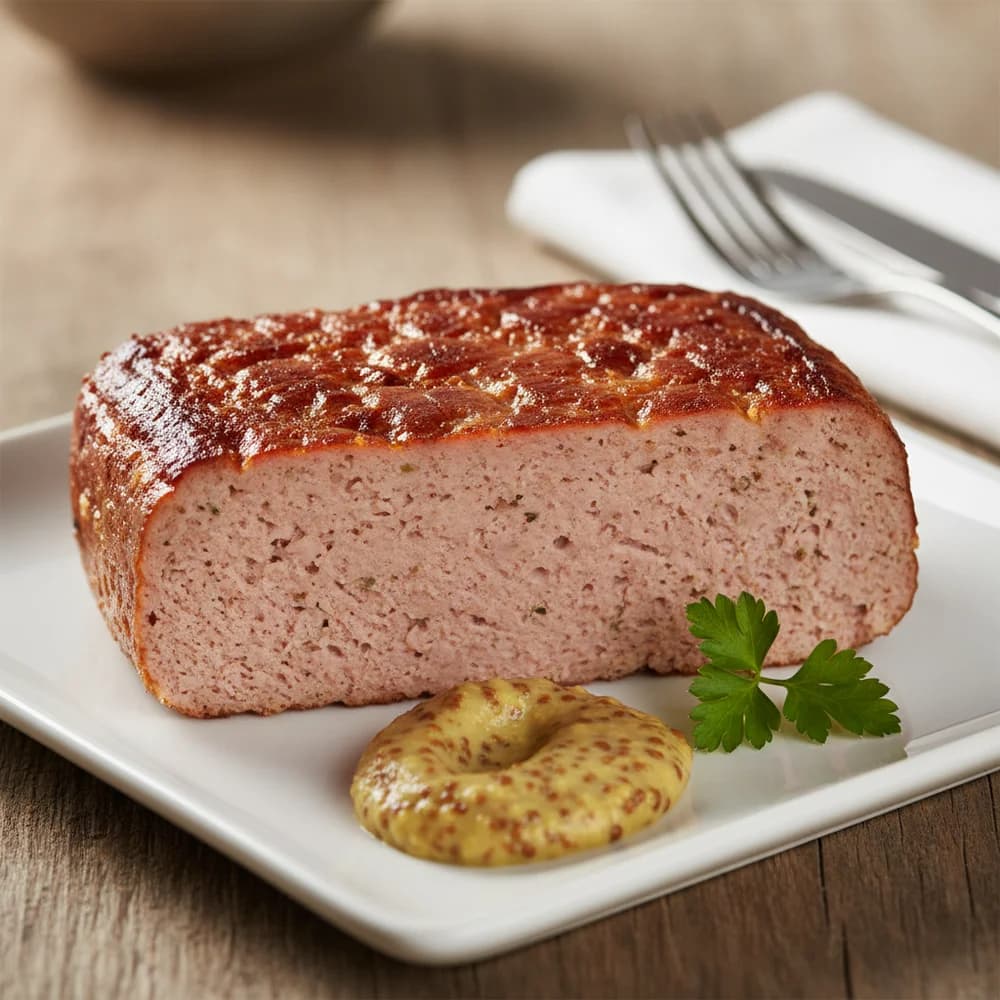 Herzhafter Leberkäse mit Spiegelei und Bratkartoffeln