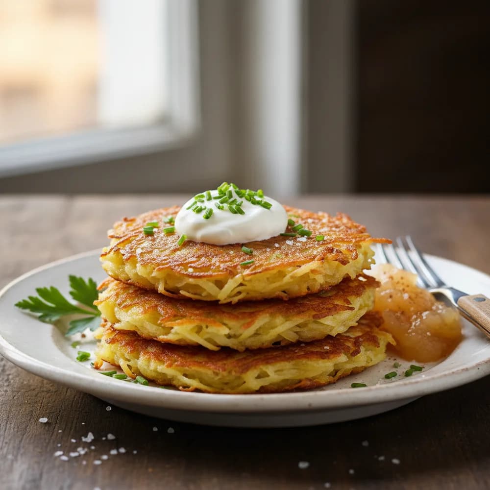 Klassische Kartoffelpuffer mit Apfelmus