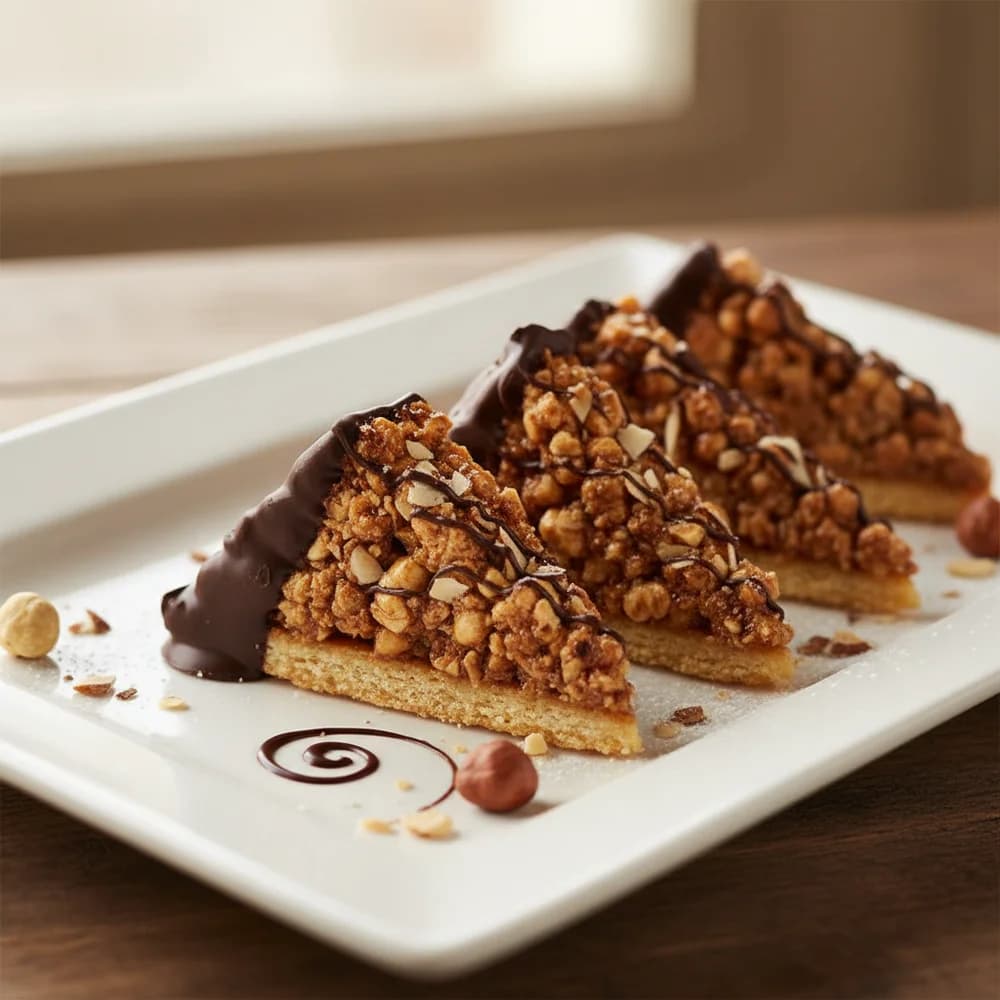 Klassische Nussecken mit Aprikosenkonfitüre