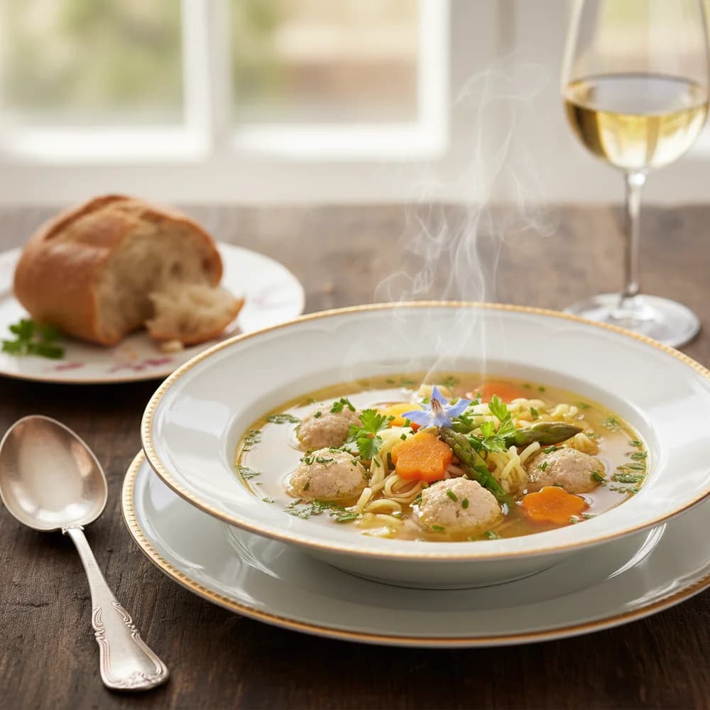 Klassische Rheinische Hochzeitssuppe mit feiner Einlage