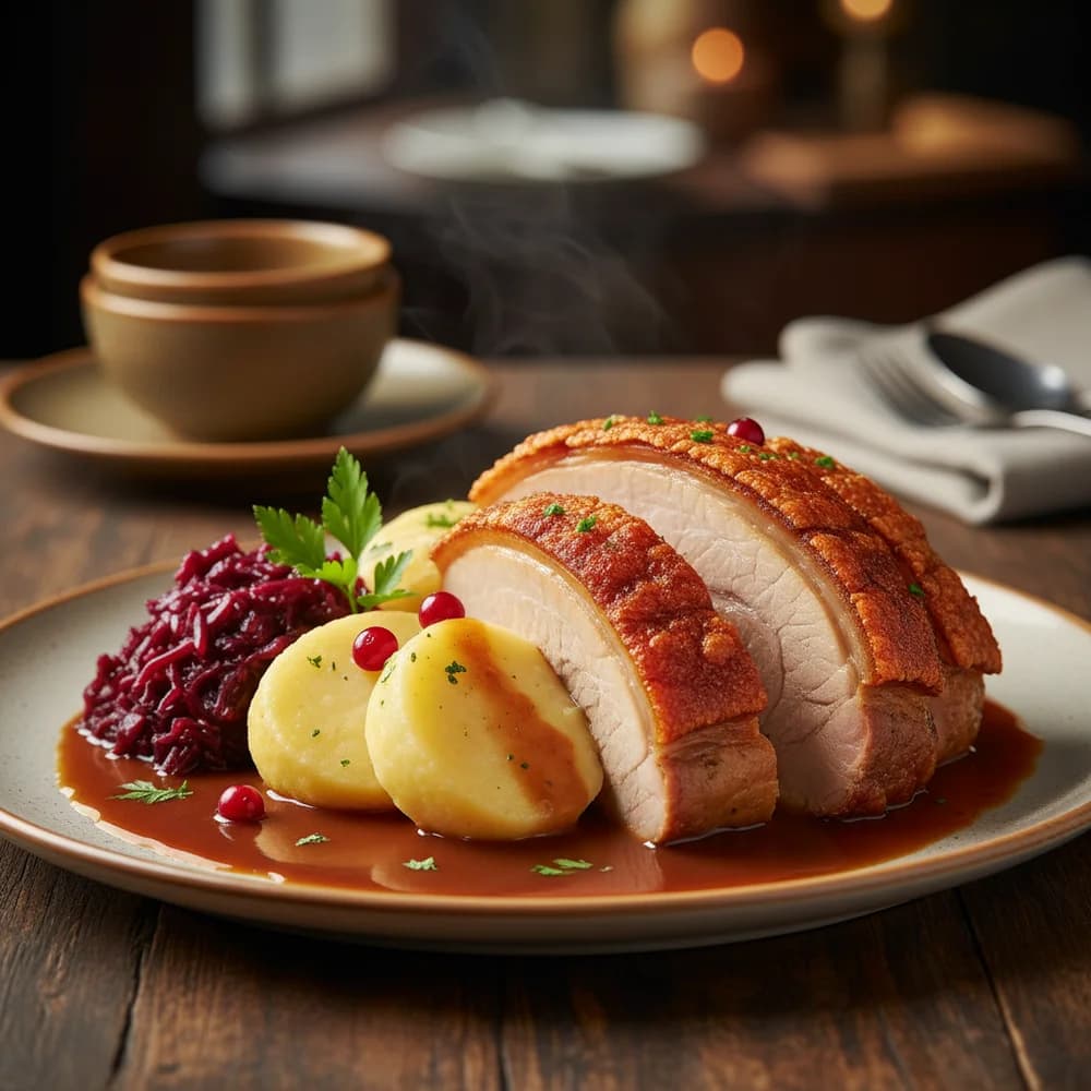 Klassischer Saftiger Schweinebraten mit Knuspriger Kruste