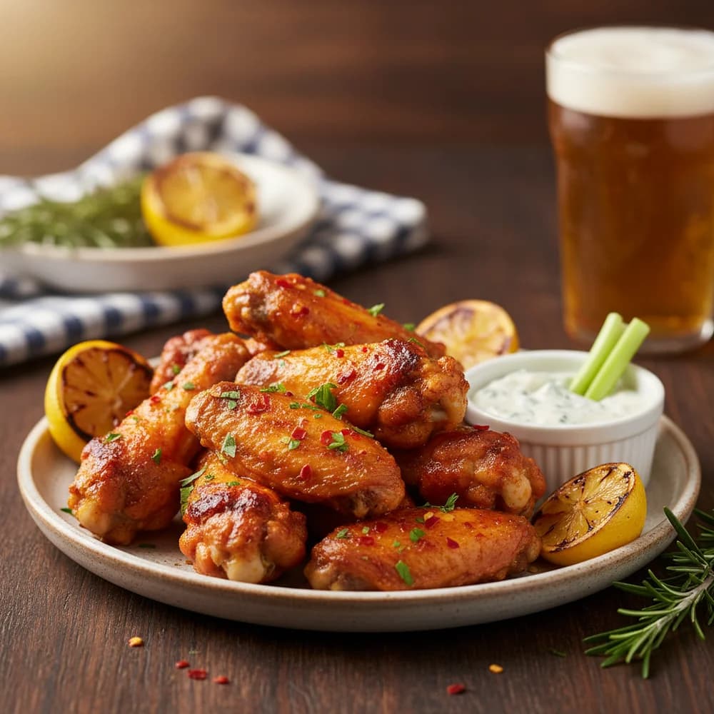 Knusprige Airfryer Chicken Wings mit pikanter Marinade