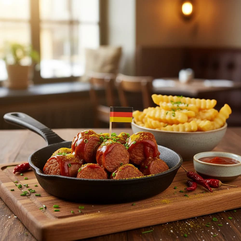 Knusprige Airfryer Currywurst mit hausgemachter Sauce
