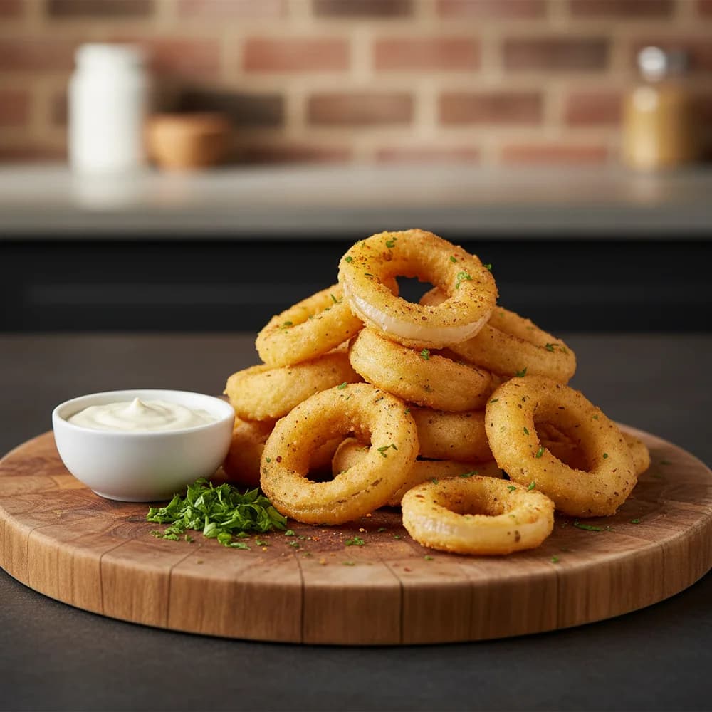 Knusprige Airfryer-Zwiebelringe mit rauchiger Paprika