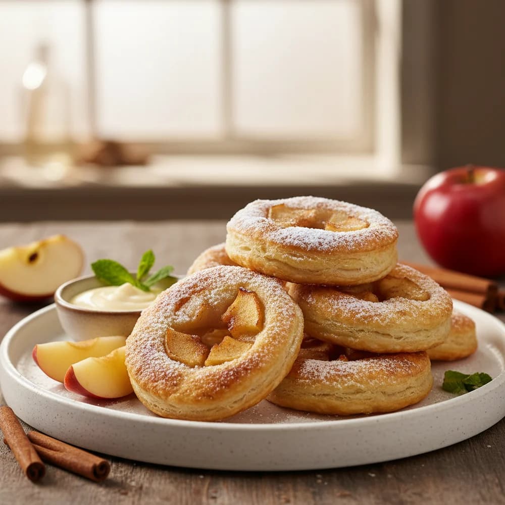 Knusprige Apfelringe im Blätterteig aus dem Airfryer