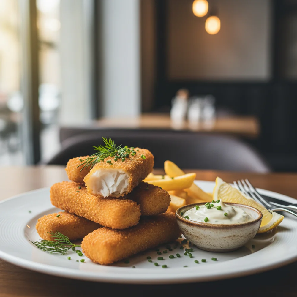 Knusprige Hausgemachte Fischstäbchen mit Zitronen-Dill-Dip