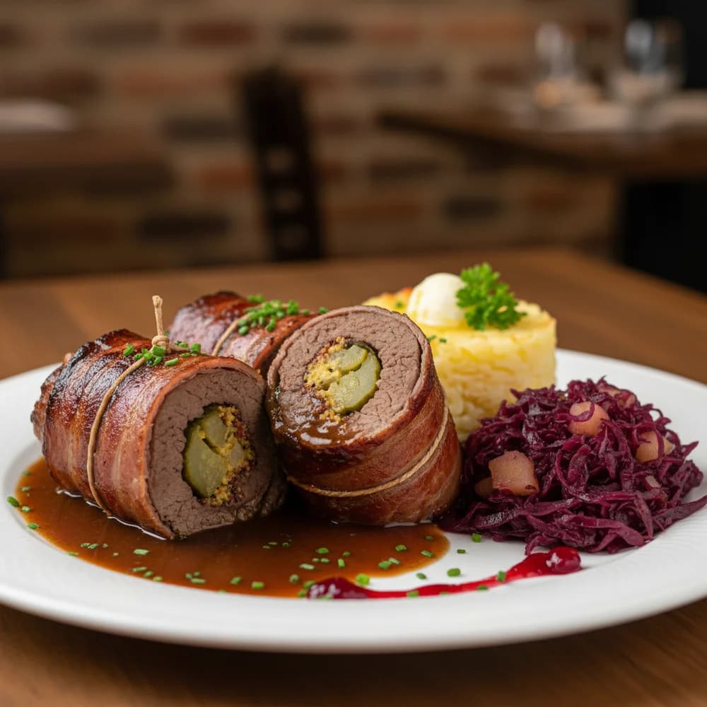 Omas deftige Rinderrouladen mit Speck und Gurke
