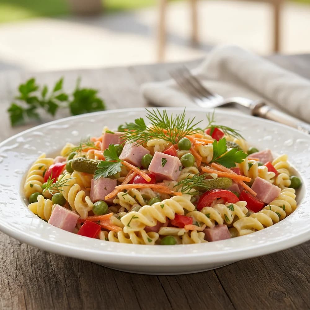 Sommerlicher Nudelsalat mit Pesto und Feta