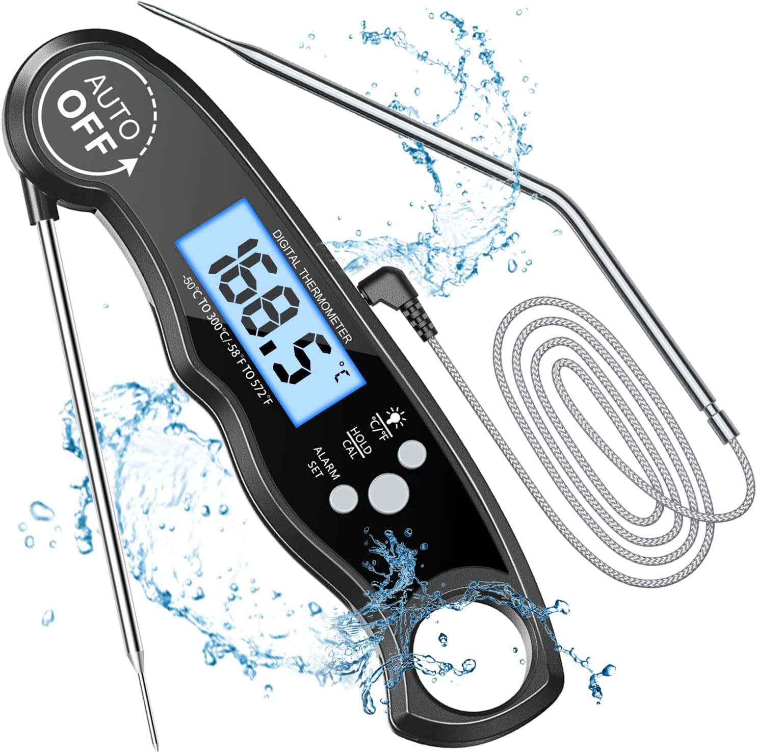 Digitales Fleischthermometer mit 2 Sonden und Alarmfunktion