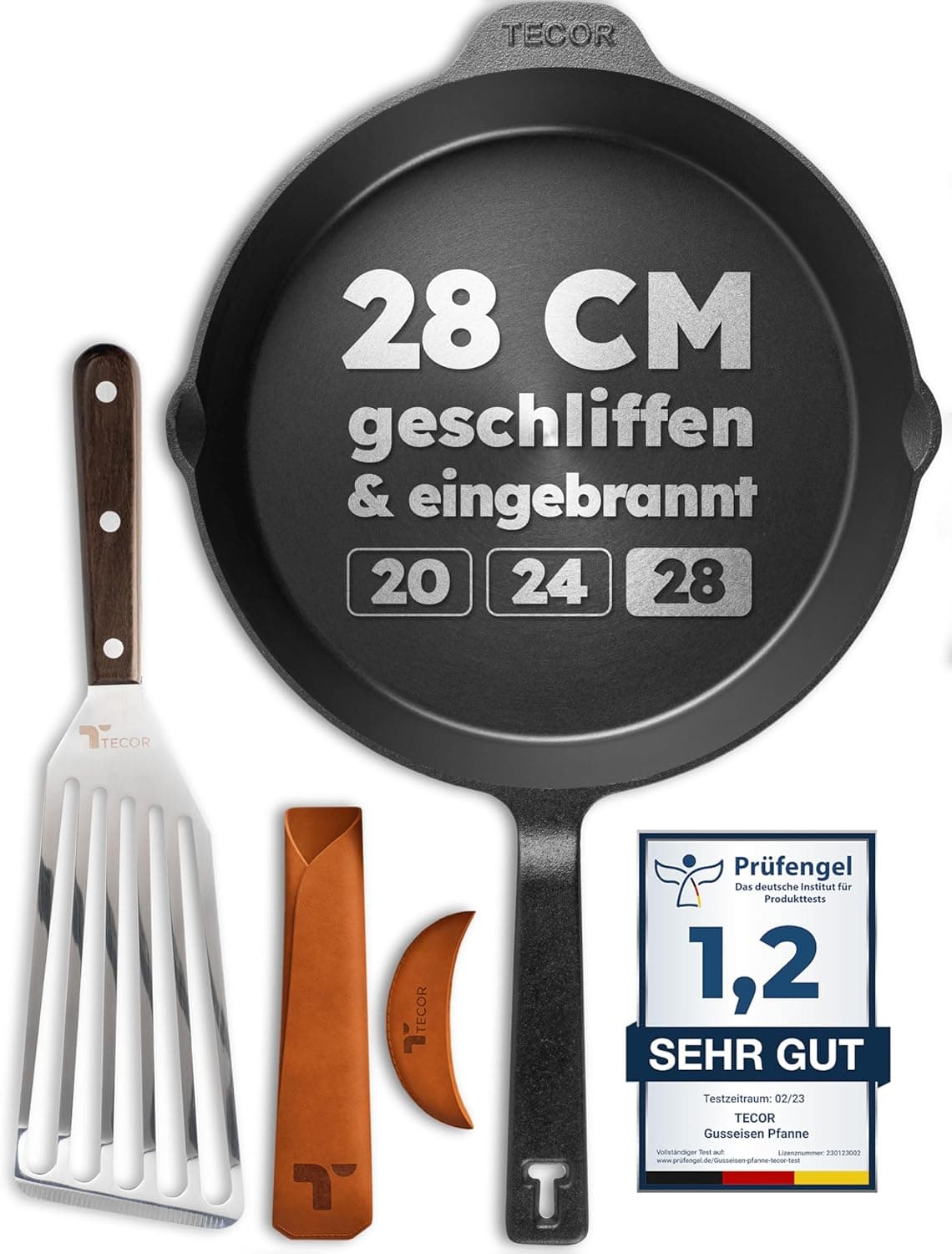 Gusseisenpfanne Induktion 28 cm, geschliffen, universell