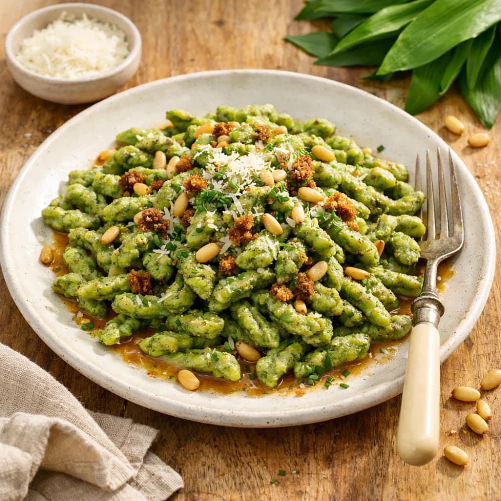 Aromatische Bärlauch-Spätzle mit brauner Butter