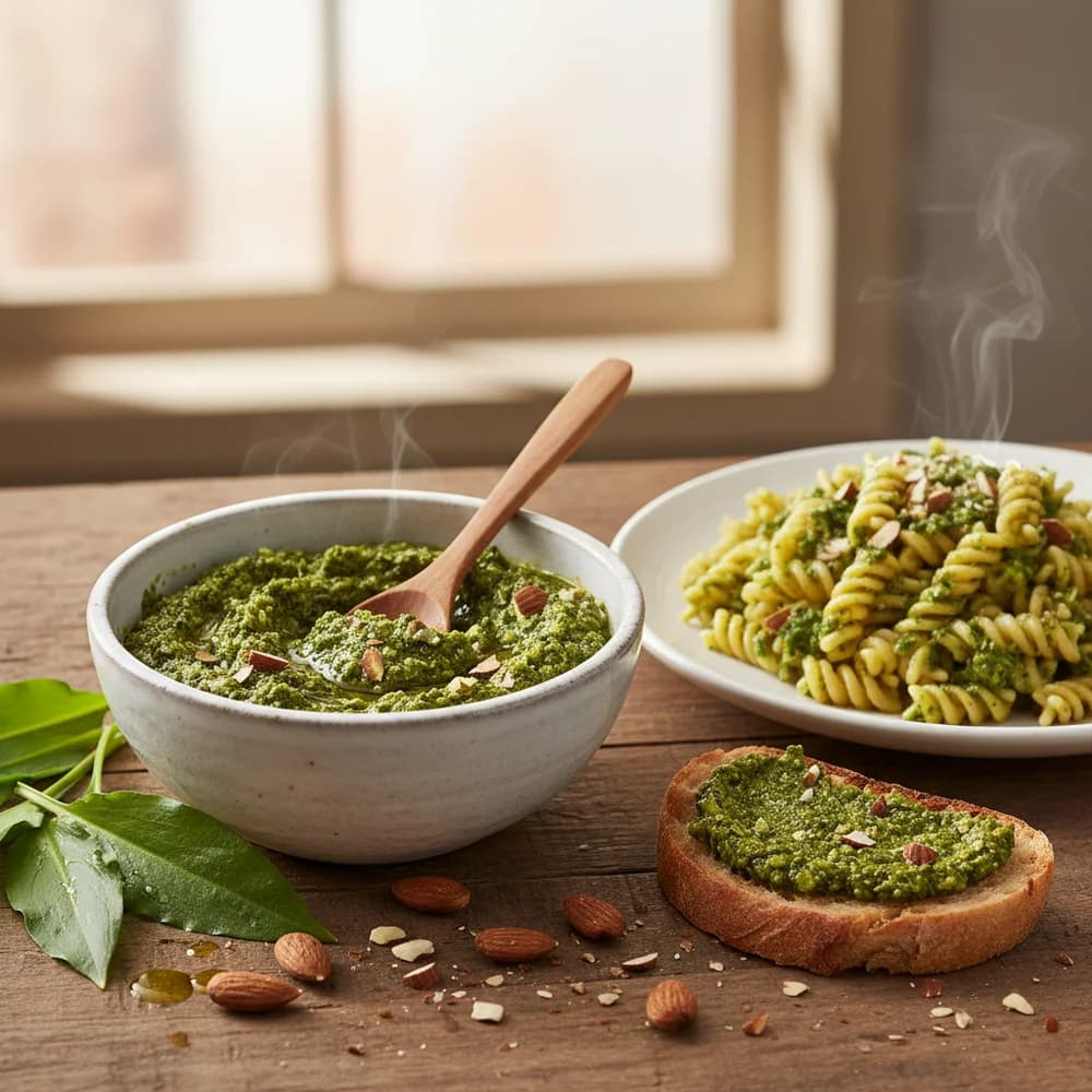 Aromatisches Bärlauch-Pesto mit gerösteten Mandeln
