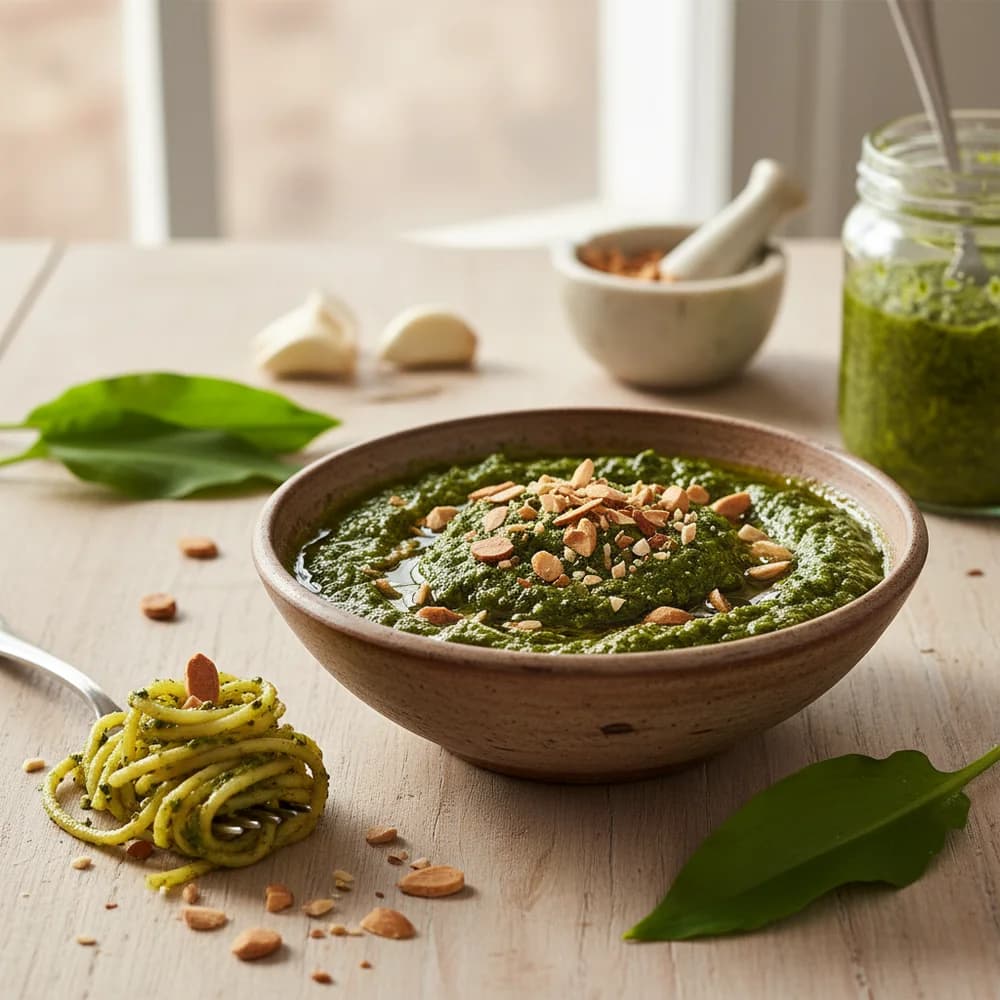 Aromatisches Bärlauch-Pesto mit gerösteten Mandeln aus dem Thermomix