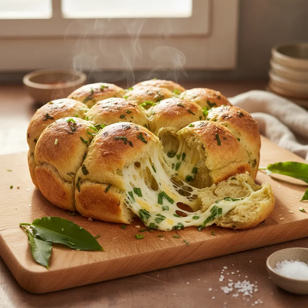 Aromatisches Bärlauch-Zupfbrot mit Käse-Kern