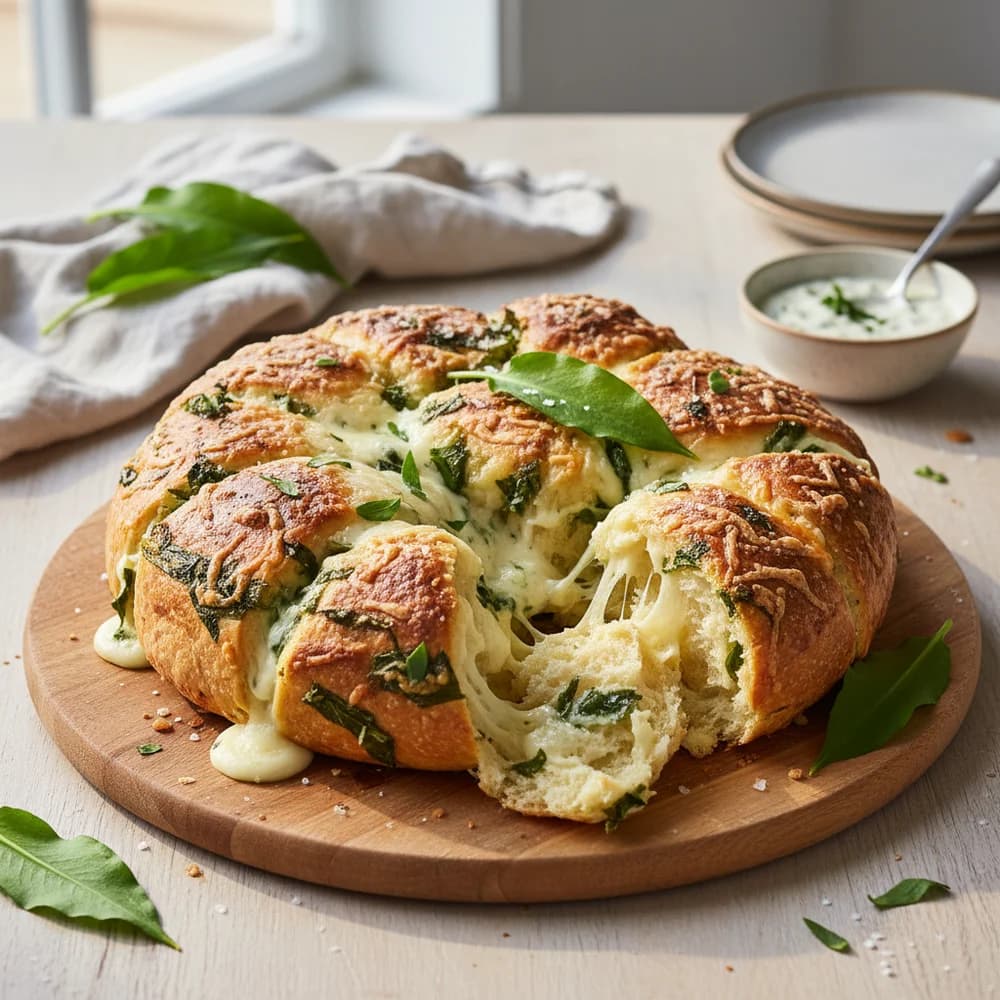 Aromatisches Bärlauch-Zupfbrot mit Käsefüllung