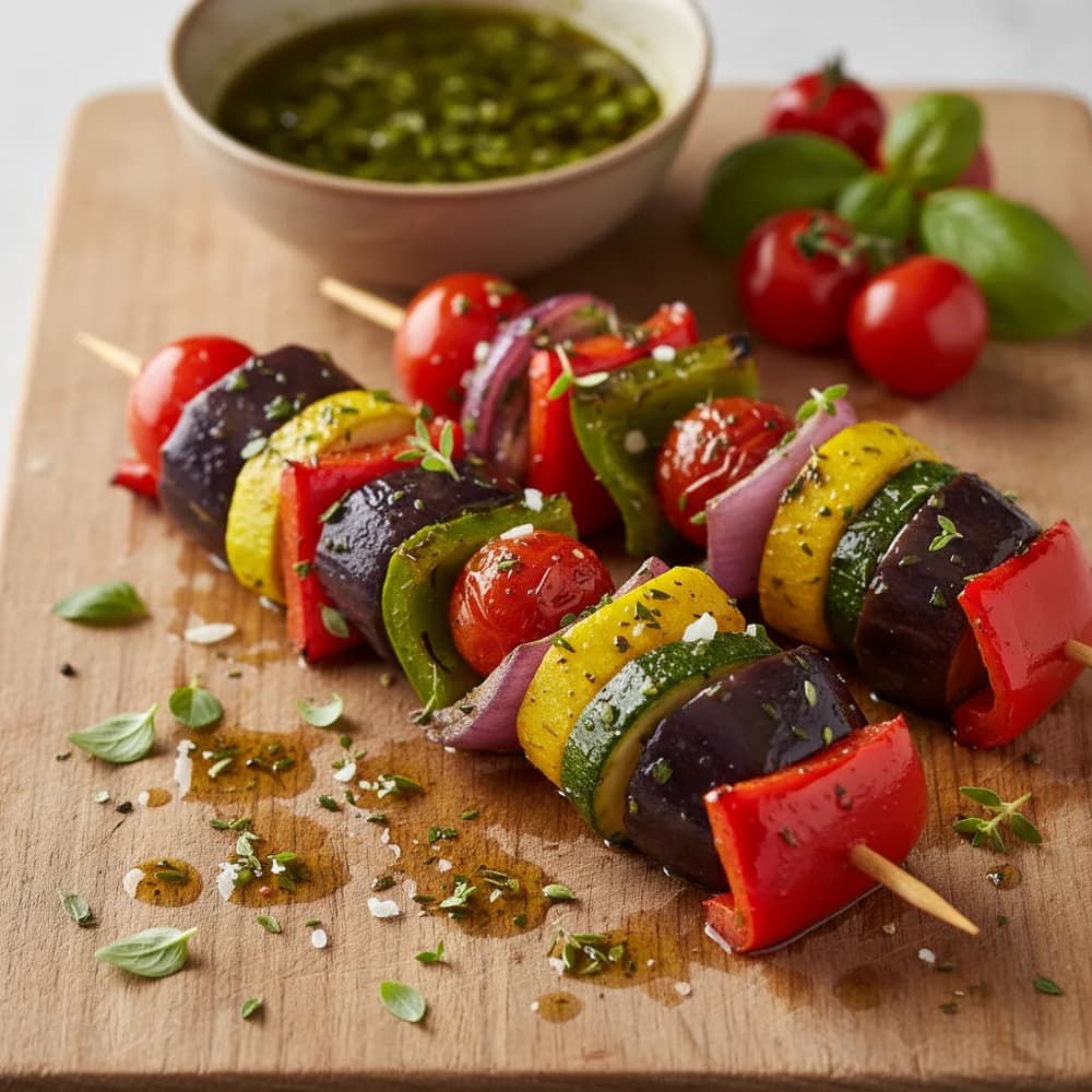 Bunter Grill-Gemüse-Spieß mit mediterraner Kräuter-Marinade