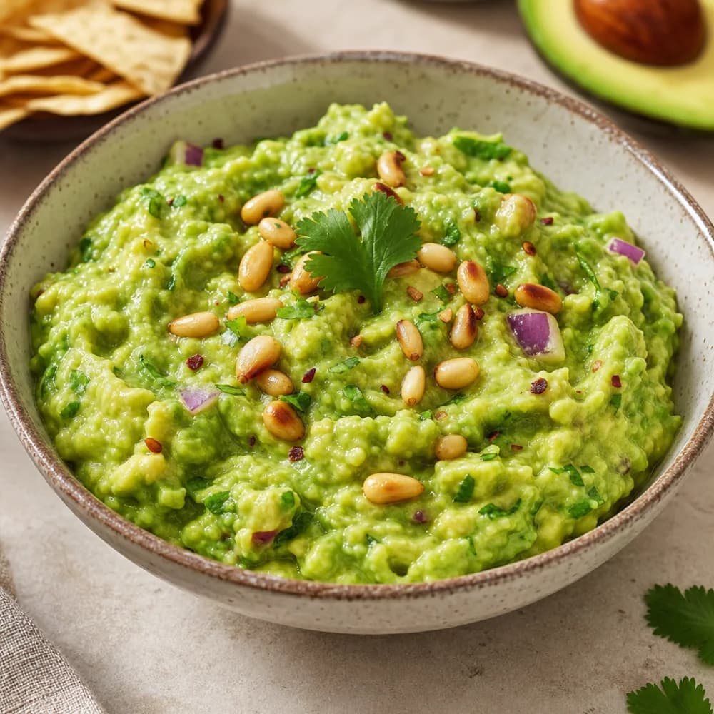 Cremige Avocado-Sinfonie: Guacamole mit gerösteten Pinienkernen