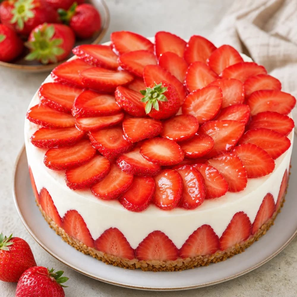 Erdbeer-Mascarpone-Traumtorte mit Mandelboden