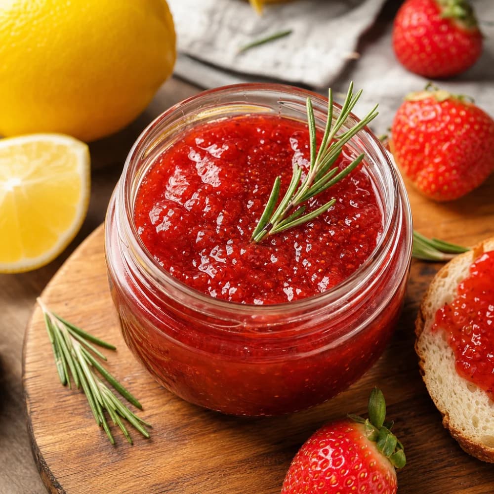 Erdbeer-Rosmarin-Marmelade mit einem Hauch Zitrone