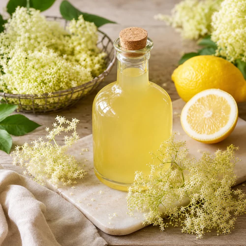 Erfrischender Holunderblüten-Zitronen-Sirup