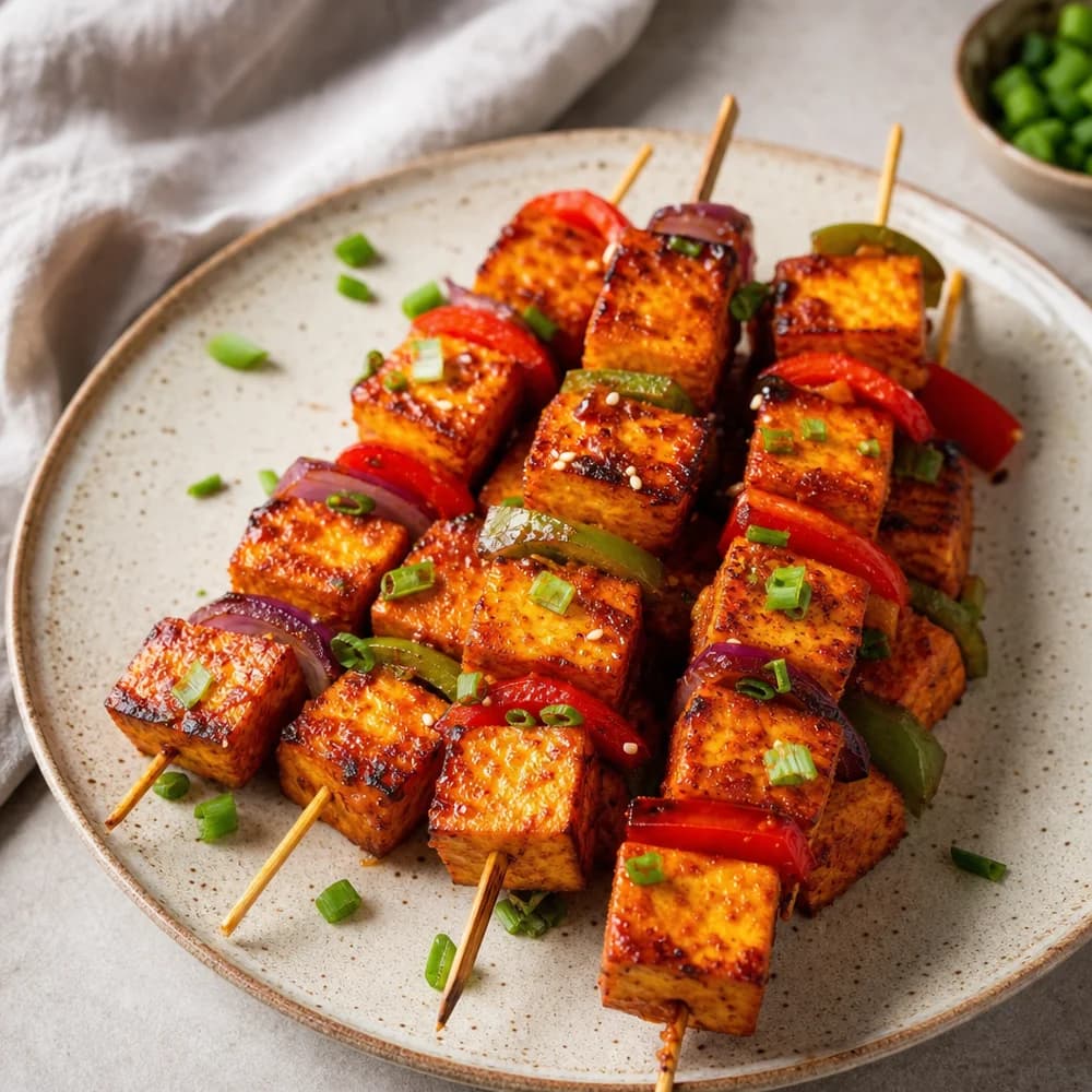 Feurig-würzige Sriracha-Tofu-Spieße