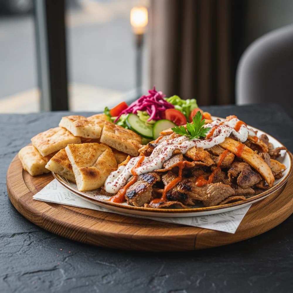 Hausgemachter Döner Kebab mit zartem Hähnchen und frischer Joghurtsauce