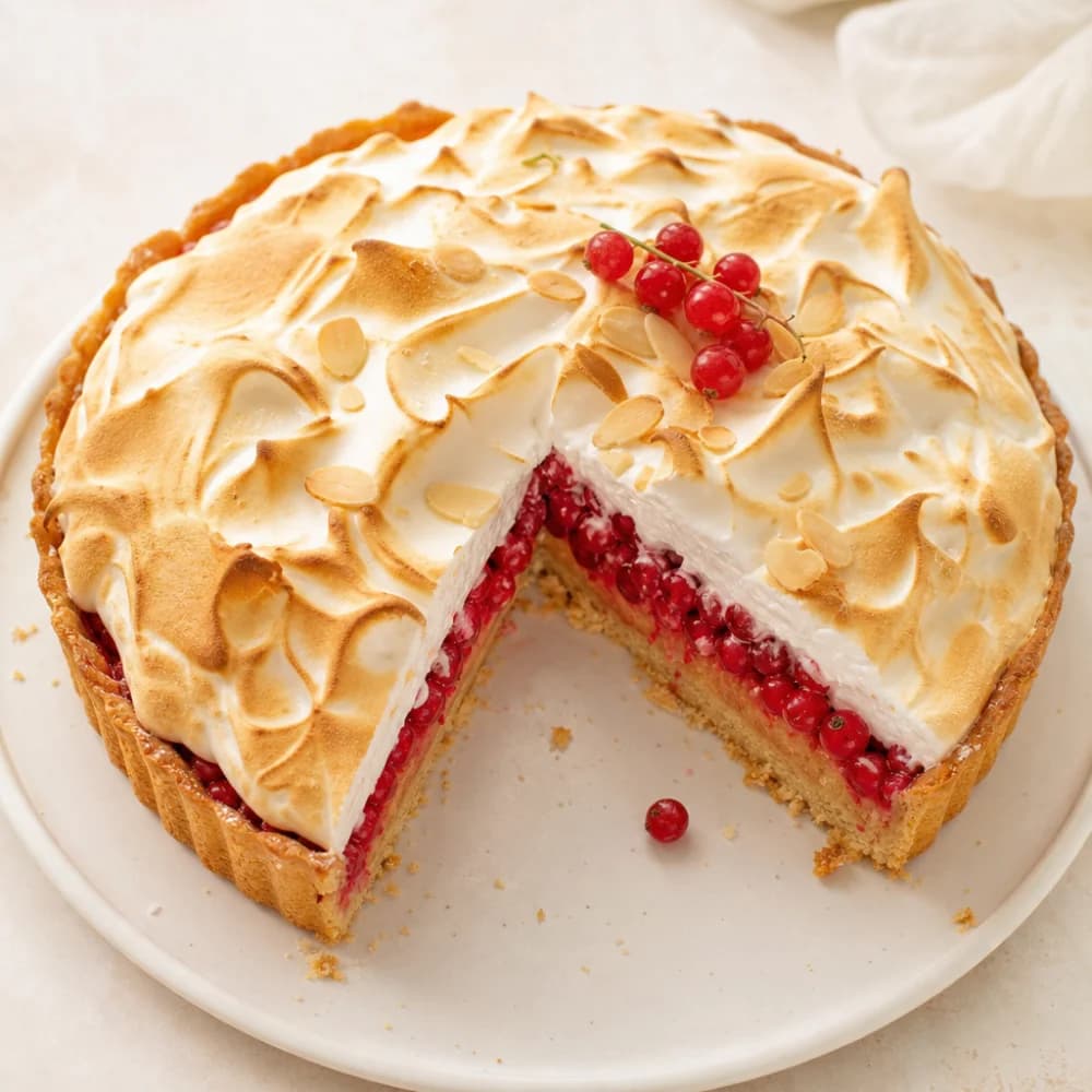 Johannisbeer-Mandel-Tarte mit zarter Baiserhaube