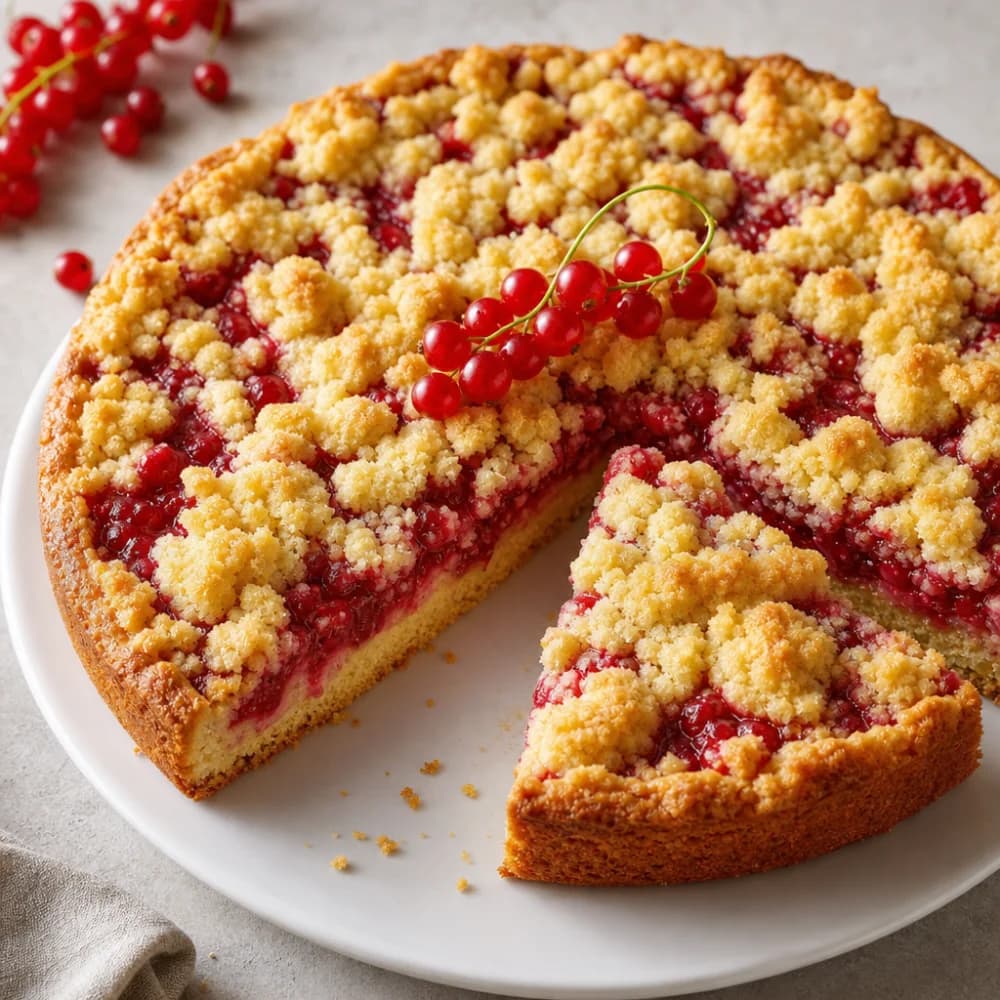 Johannisbeer-Streuselkuchen mit Zitronennote