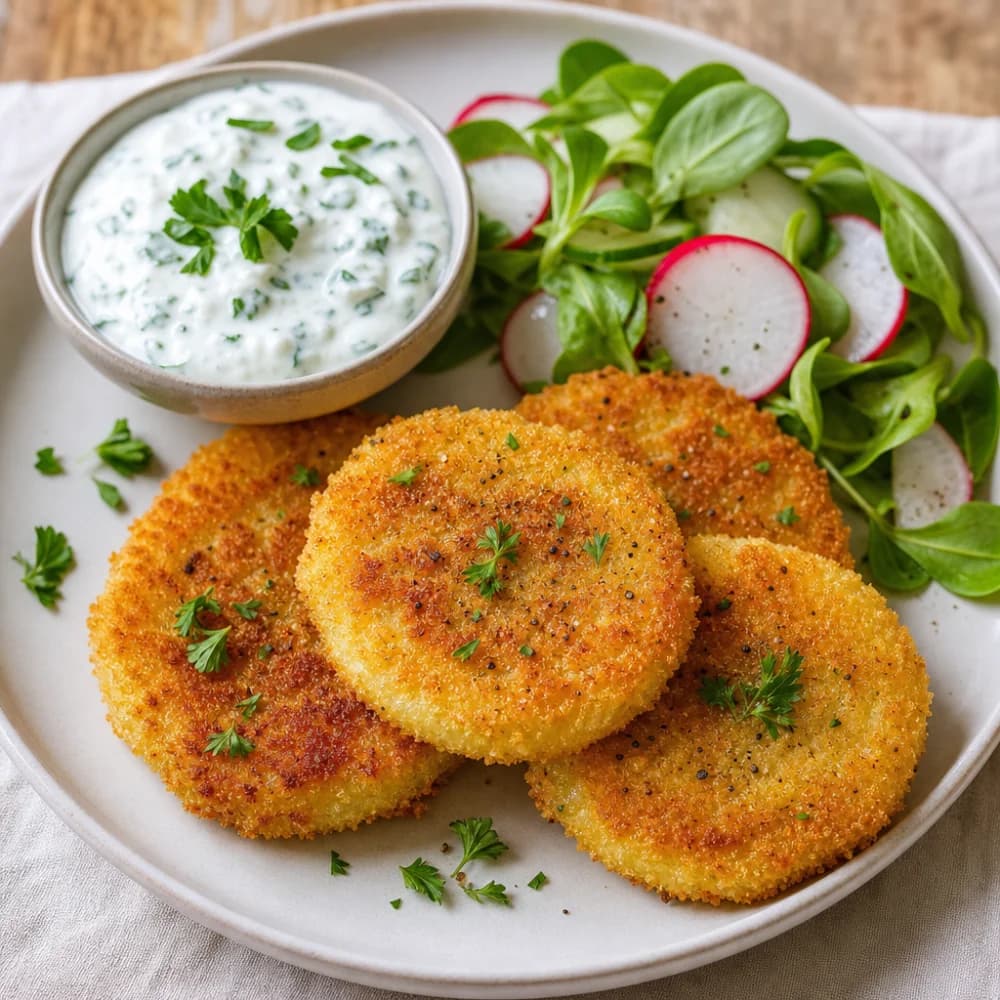 Kohlrabi-Schnitzel mit Kräuter-Dip