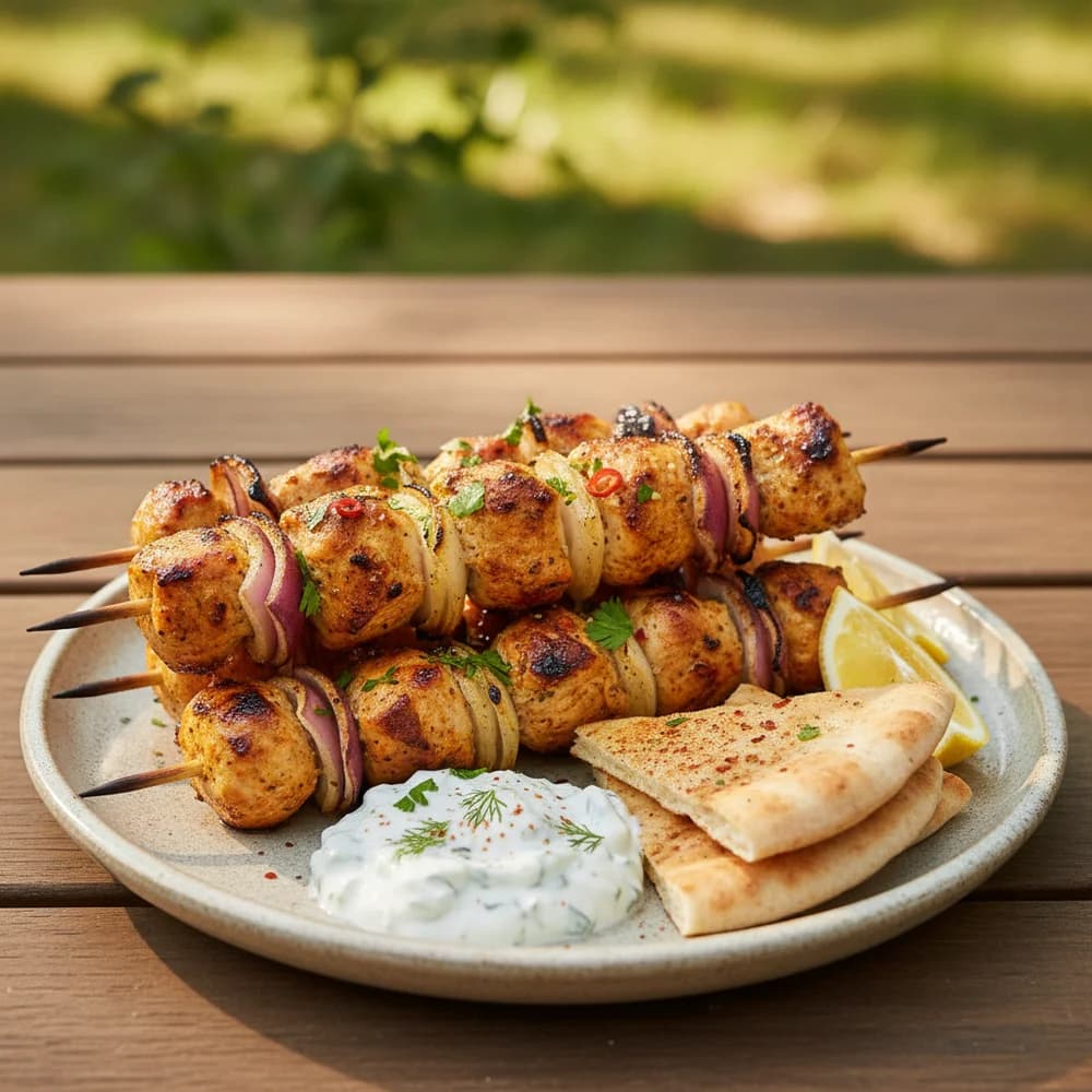 Saftige Gyros-Hähnchen-Zwiebel-Spieße vom Grill