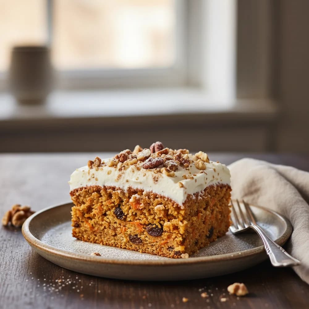Saftiger Karottenkuchen mit Frischkäse-Frosting und Walnuss-Crunch