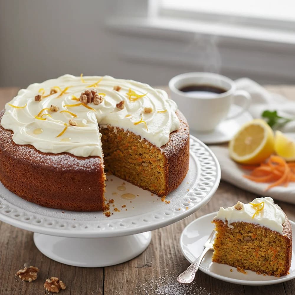 Saftiger Karottenkuchen mit Frischkäse-Zitronen-Frosting