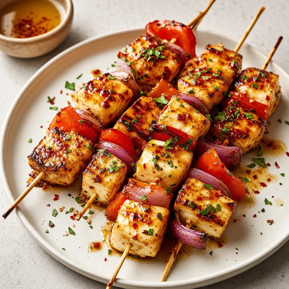 Scharf-süße Hot-Honey-Halloumi-Spieße