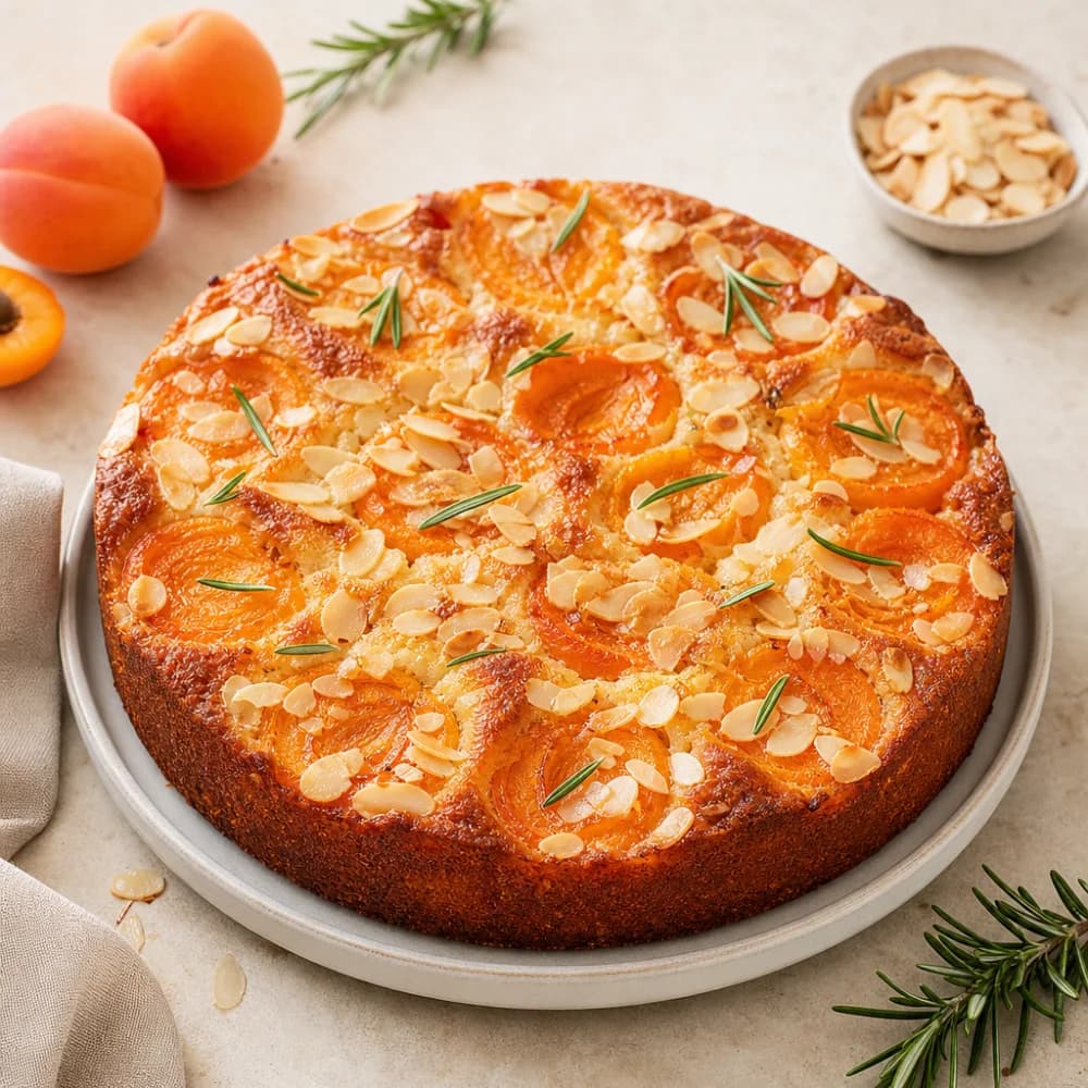 Sonnengeküsster Aprikosen-Mandel-Kuchen mit Rosmarin