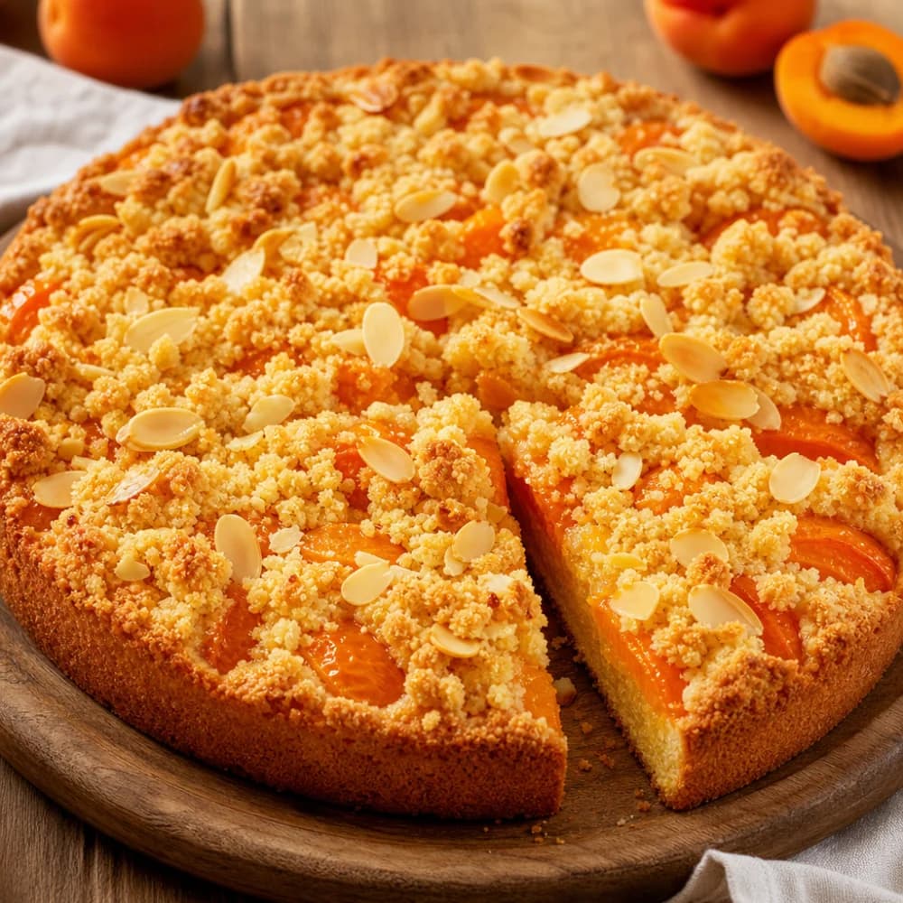 Sonnengeküsster Aprikosen-Streuselkuchen mit Mandeln