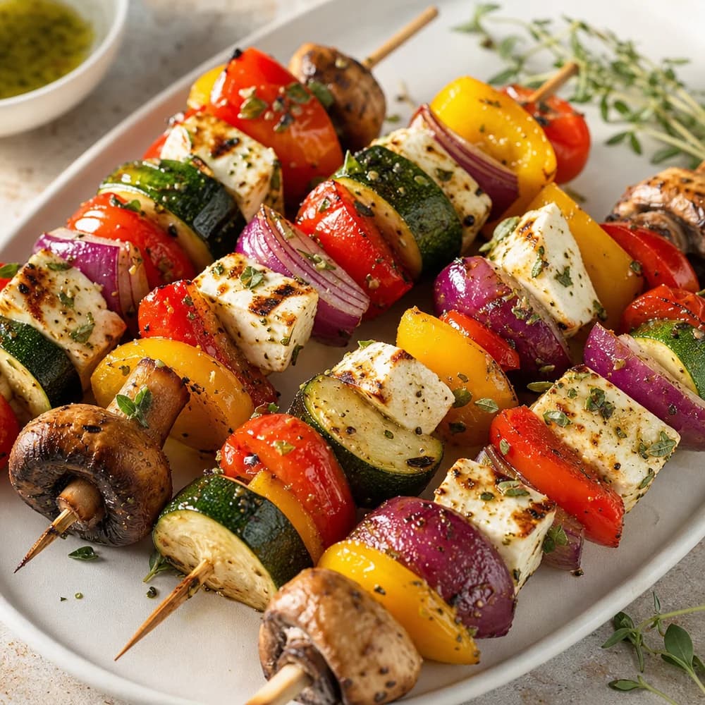 Sonnenverwöhnte Feta-Gemüse-Spieße vom Grill